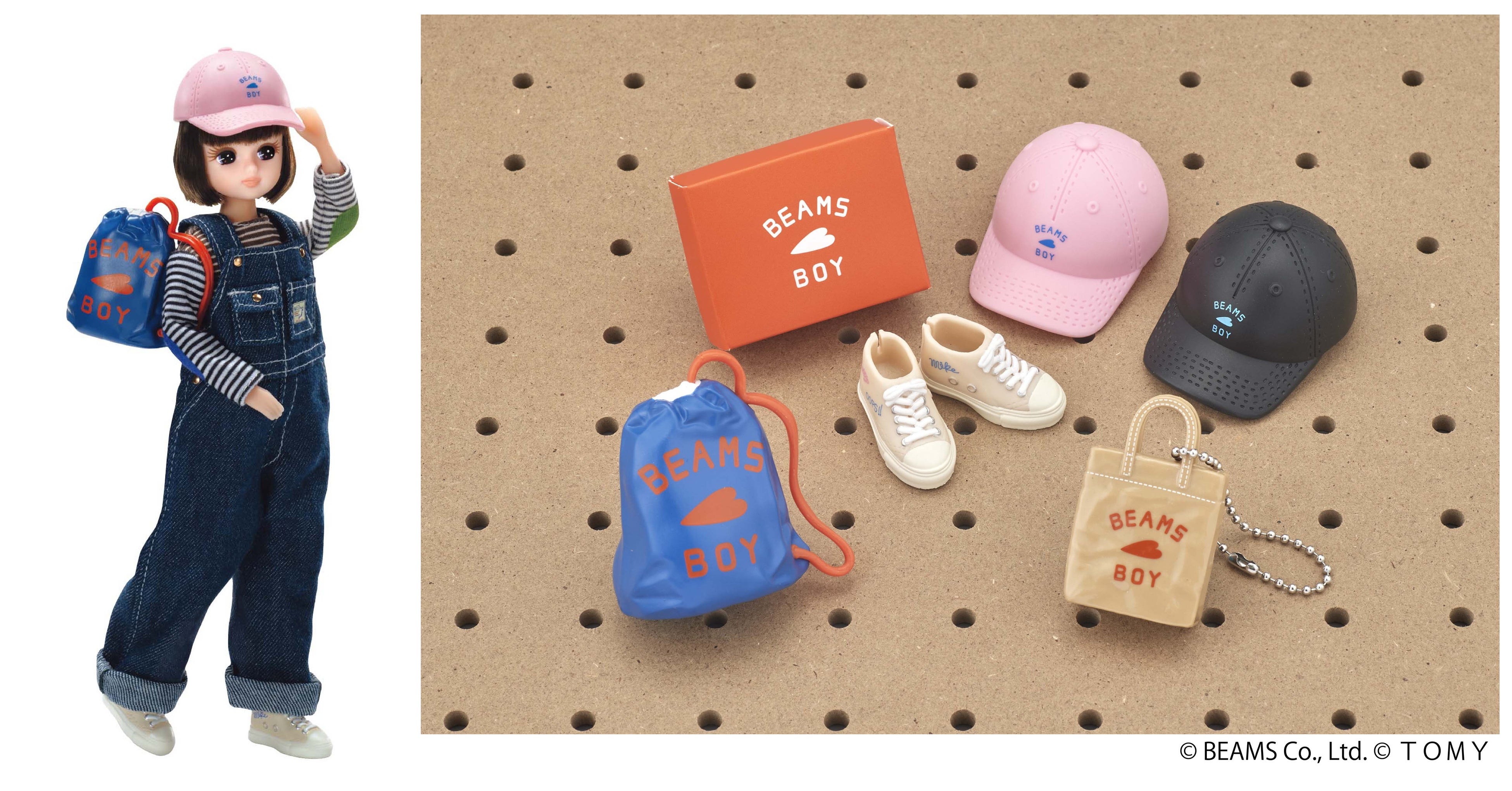 BEAMS BOYミニチュアのラインアップとリカちゃんへの使用例。人形は付属しません