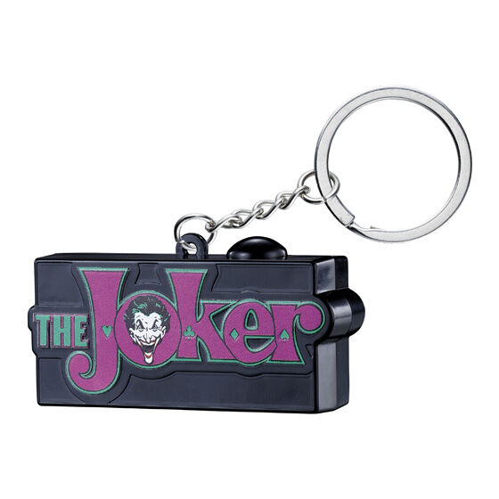 The Joker。緑と紫の文字、中央の顔を配した横長の本体