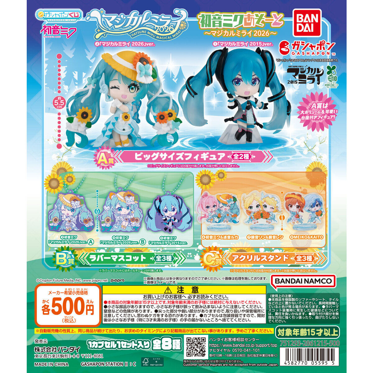 全8種をA・B・Cの3種類の景品で見比べる