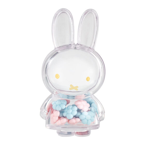 miffy（フラワー）。水色とピンクの花形の粒が入った正面