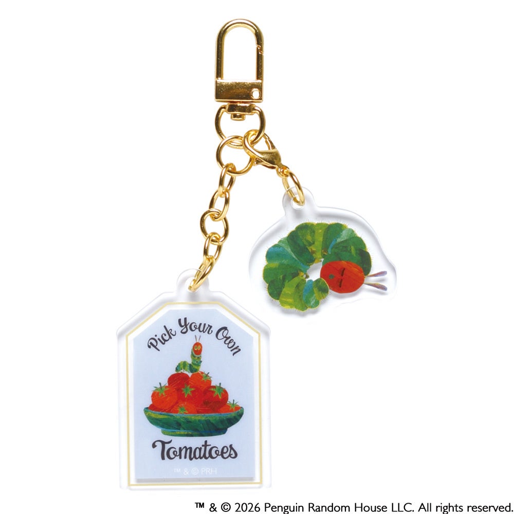 TOMATOES：白い家形に赤いトマトの鉢。「Pick Your Own」「Tomatoes」の文字