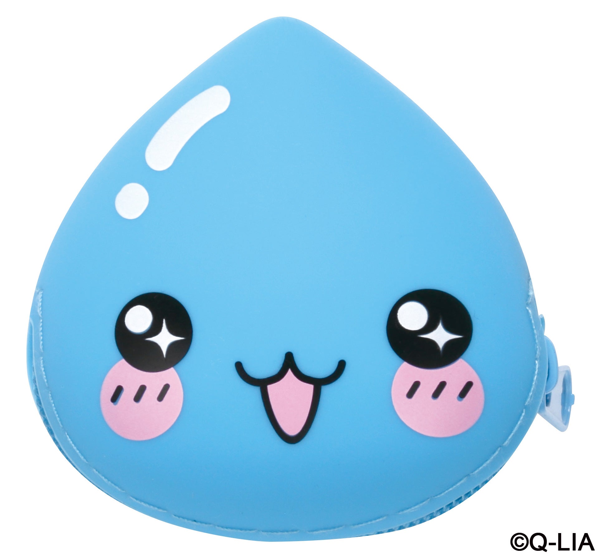 しずくちゃん（わくわく）：水色の本体、星の光が入った目、ピンクの頬